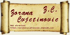 Zorana Cvjetinović vizit kartica